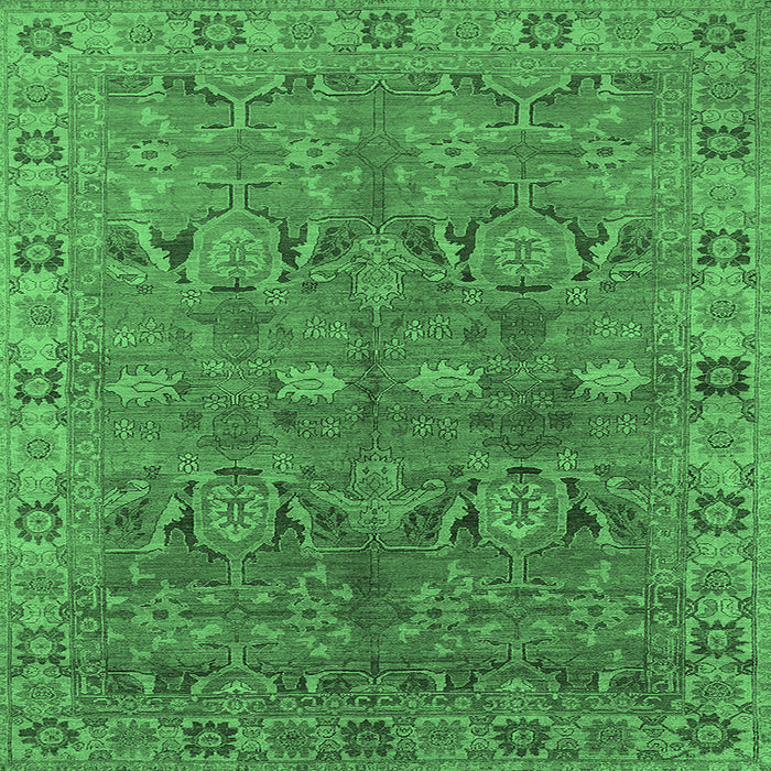 Square Oriental Emerald Green Traditional Rug, urb2945emgrn