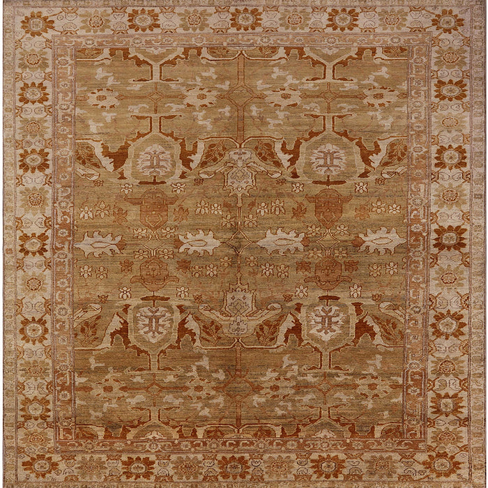 Square Mid-Century Modern Mahogany Brown Oriental Rug, urb2945