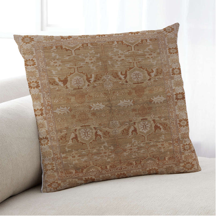 Lifestyle Image of Mid-Century Modern Urban Square Mahogany Brown Throw Pillow, 18 inch by 18 inch, pwurb2945