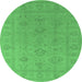 Round Oriental Emerald Green Traditional Rug, urb2946emgrn