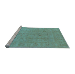 Sideview of Machine Washable Oriental Light Blue Traditional Rug, wshurb2946lblu