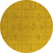 Round Oriental Yellow Traditional Rug, urb2946yw