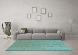 Machine Washable Oriental Light Blue Traditional Rug in a Living Room, wshurb2946lblu