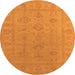 Round Oriental Orange Traditional Rug, urb2946org