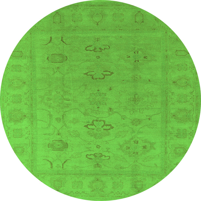 Round Machine Washable Oriental Green Traditional Area Rugs, wshurb2946grn