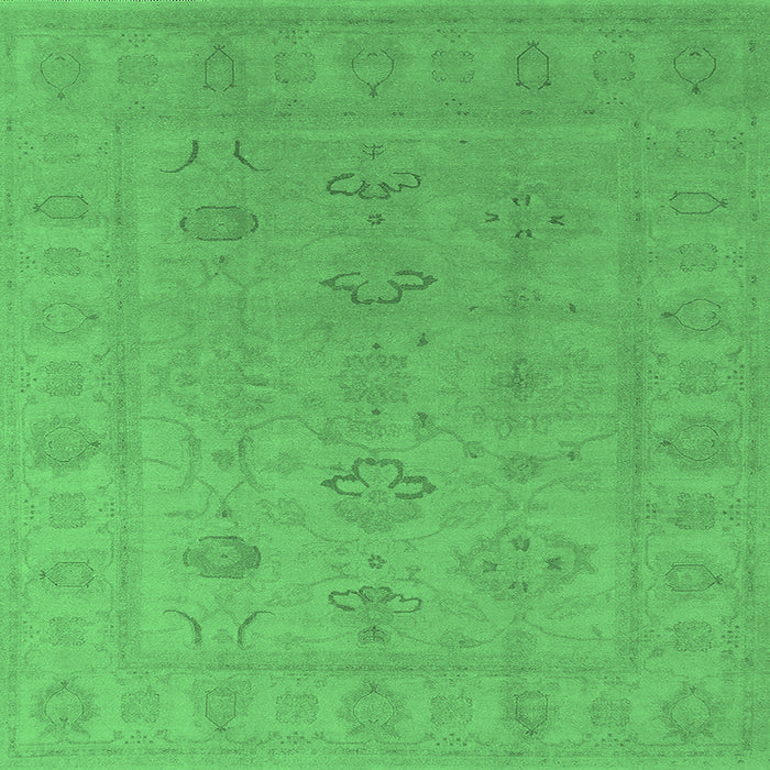 Square Machine Washable Oriental Emerald Green Traditional Area Rugs, wshurb2946emgrn