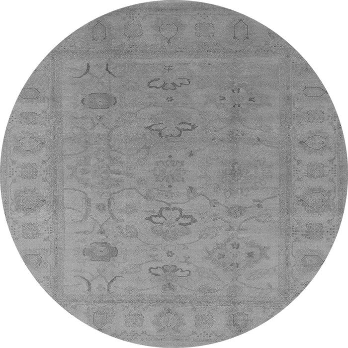 Round Machine Washable Oriental Gray Traditional Rug, wshurb2946gry