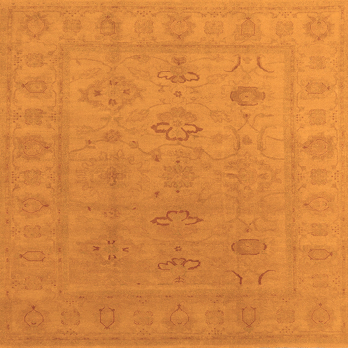 Square Machine Washable Oriental Orange Traditional Area Rugs, wshurb2946org