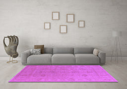 Machine Washable Oriental Purple Traditional Area Rugs in a Living Room, wshurb2946pur