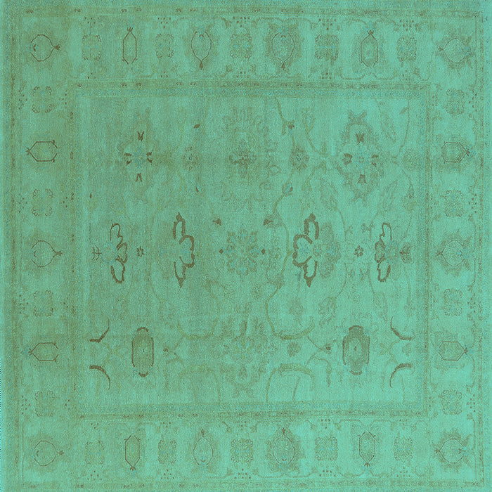 Square Machine Washable Oriental Turquoise Traditional Area Rugs, wshurb2946turq