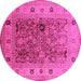 Round Machine Washable Oriental Pink Traditional Rug, wshurb2947pnk