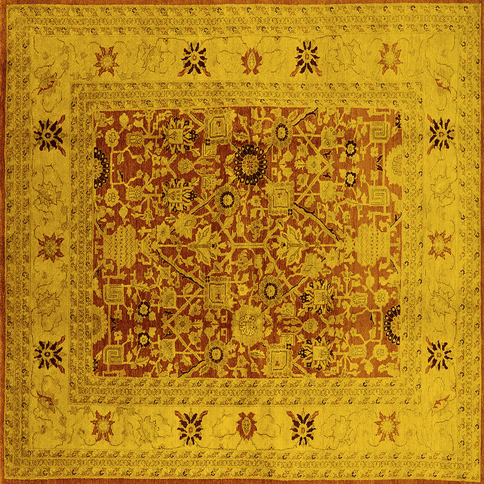 Square Oriental Yellow Traditional Rug, urb2947yw