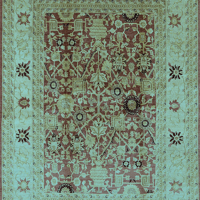 Machine Washable Oriental Light Blue Traditional Rug, wshurb2947lblu