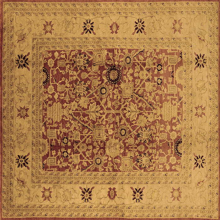 Square Oriental Brown Traditional Rug, urb2947brn