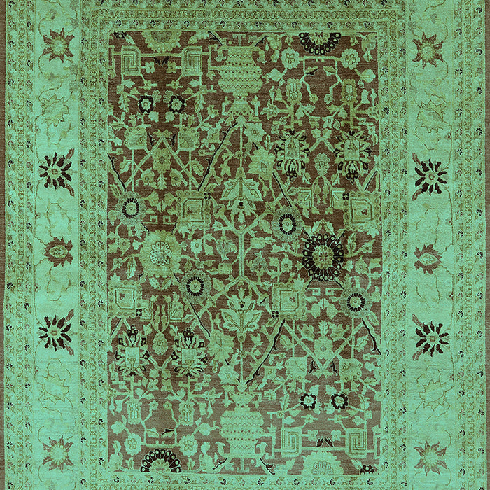 Machine Washable Oriental Turquoise Traditional Area Rugs, wshurb2947turq