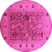 Round Oriental Pink Traditional Rug, urb2947pnk