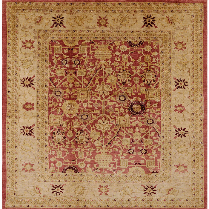 Square Mid-Century Modern Mahogany Brown Oriental Rug, urb2947