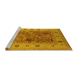 Sideview of Machine Washable Oriental Yellow Traditional Rug, wshurb2947yw