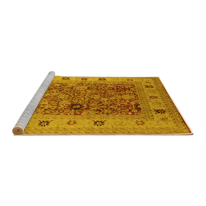 Sideview of Machine Washable Oriental Yellow Traditional Rug, wshurb2947yw