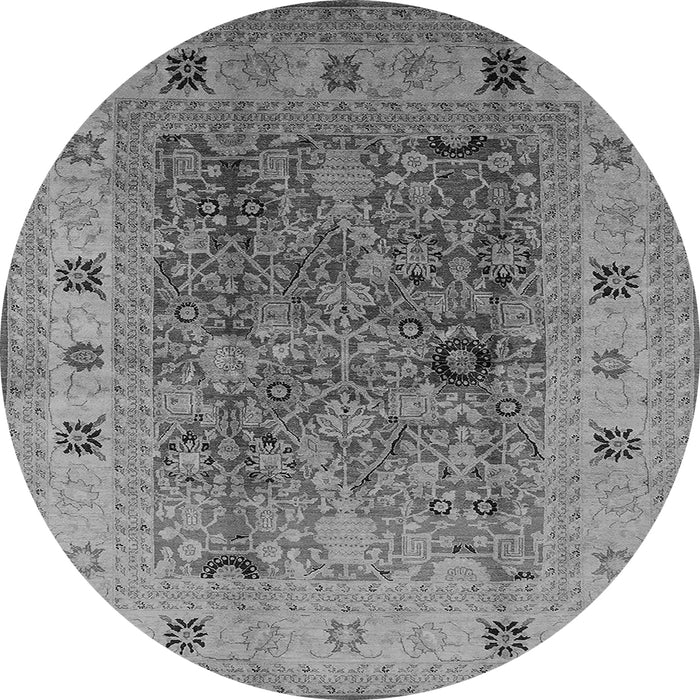 Round Machine Washable Oriental Gray Traditional Rug, wshurb2947gry