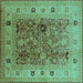 Square Oriental Turquoise Traditional Rug, urb2947turq