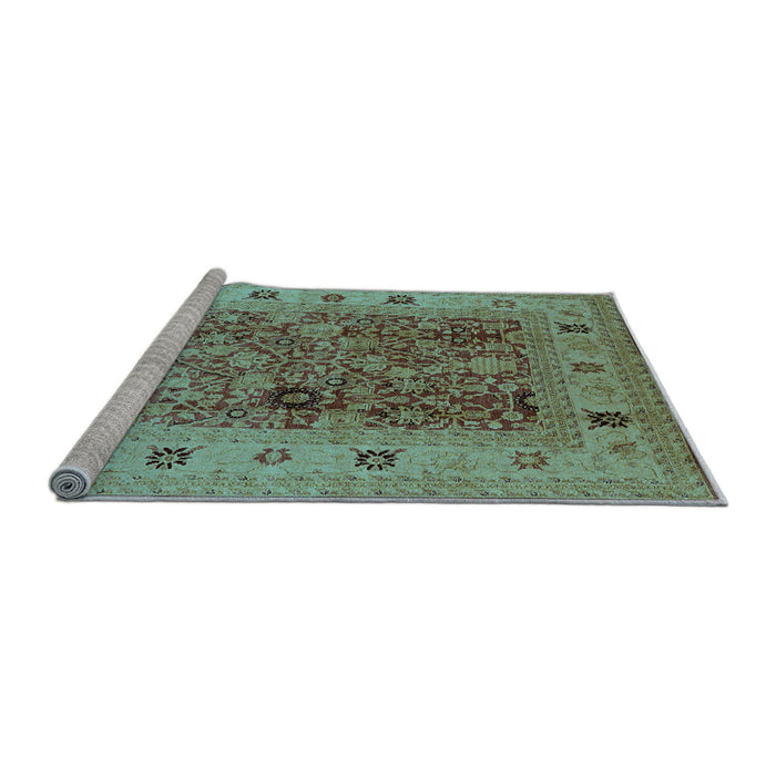 Sideview of Machine Washable Oriental Light Blue Traditional Rug, wshurb2947lblu