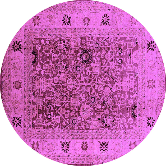 Round Oriental Purple Traditional Rug, urb2947pur