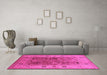 Machine Washable Oriental Pink Traditional Rug in a Living Room, wshurb2947pnk