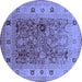 Round Oriental Blue Traditional Rug, urb2947blu
