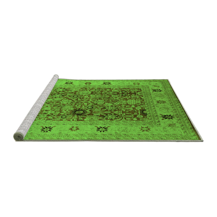 Sideview of Machine Washable Oriental Green Traditional Area Rugs, wshurb2947grn