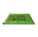 Sideview of Machine Washable Oriental Green Traditional Area Rugs, wshurb2947grn