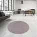 Round Mid-Century Modern Silver Pink Solid Rug in a Office, urb2948