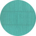 Round Machine Washable Solid Turquoise Modern Area Rugs, wshurb2948turq