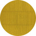 Round Machine Washable Solid Yellow Modern Rug, wshurb2948yw