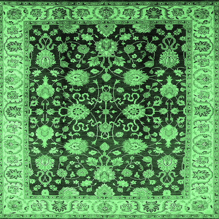 Square Machine Washable Oriental Emerald Green Traditional Area Rugs, wshurb2949emgrn