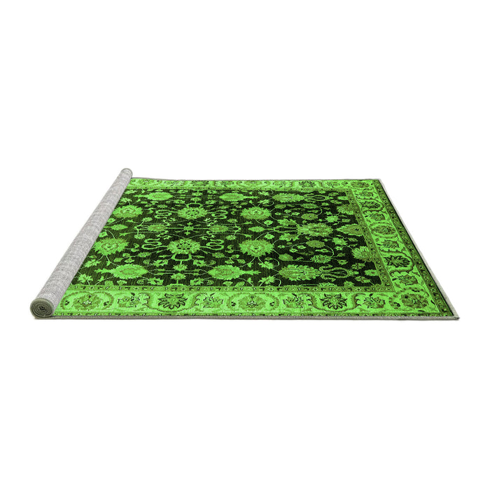 Sideview of Machine Washable Oriental Green Traditional Area Rugs, wshurb2949grn