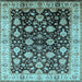 Square Oriental Light Blue Traditional Rug, urb2949lblu