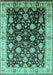 Machine Washable Oriental Turquoise Traditional Area Rugs, wshurb2949turq