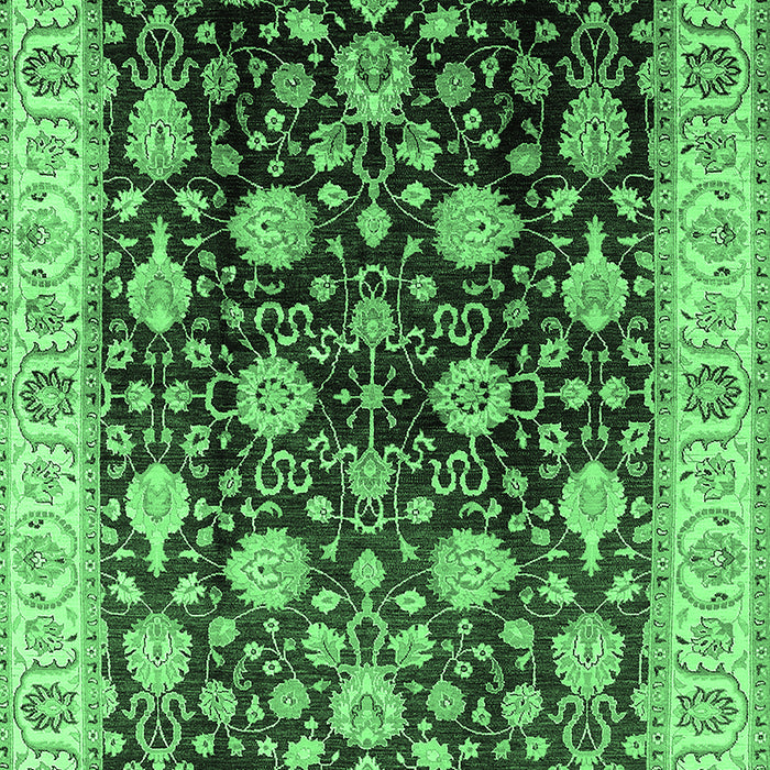 Machine Washable Oriental Emerald Green Traditional Area Rugs, wshurb2949emgrn