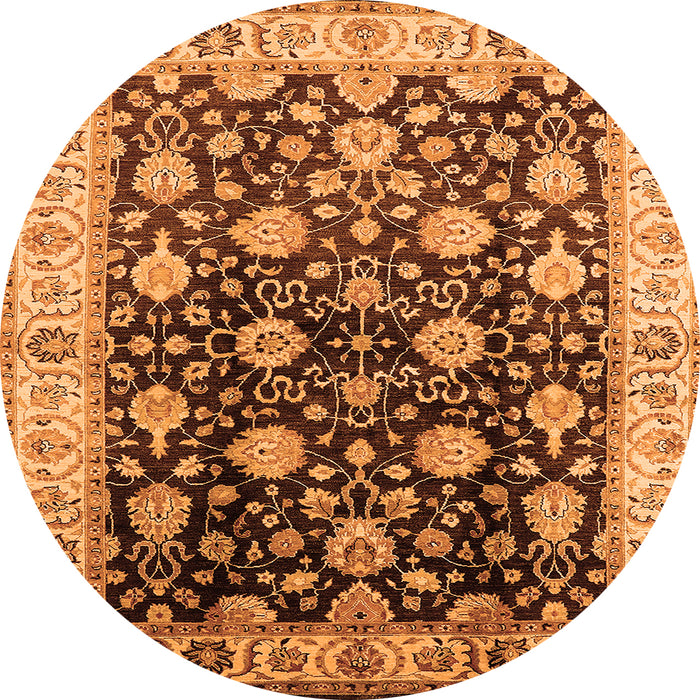 Round Oriental Orange Traditional Rug, urb2949org