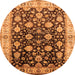 Round Oriental Orange Traditional Rug, urb2949org