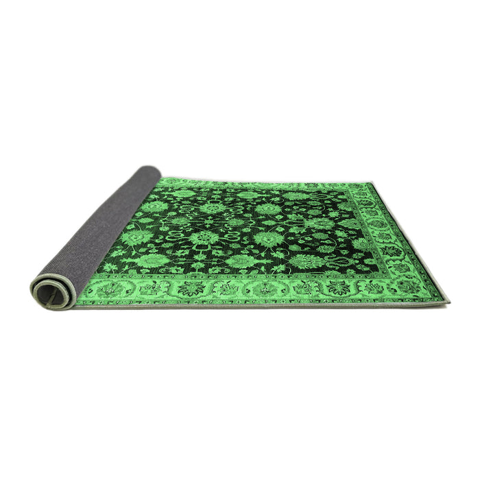 Sideview of Oriental Emerald Green Traditional Rug, urb2949emgrn