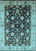 Machine Washable Oriental Light Blue Traditional Rug, wshurb2949lblu