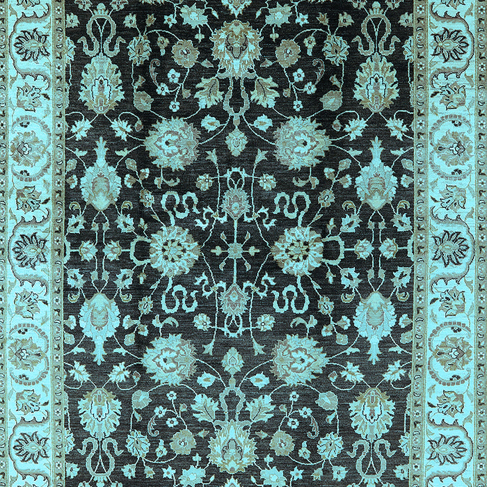 Machine Washable Oriental Light Blue Traditional Rug, wshurb2949lblu
