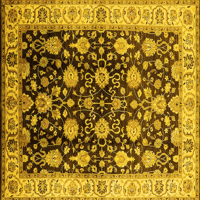 Square Oriental Yellow Traditional Rug, urb2949yw