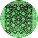 Round Oriental Emerald Green Traditional Rug, urb2949emgrn