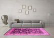 Machine Washable Oriental Pink Traditional Rug in a Living Room, wshurb2949pnk