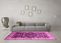 Machine Washable Oriental Pink Traditional Rug, wshurb2949pnk