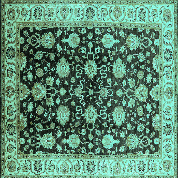Square Oriental Turquoise Traditional Rug, urb2949turq