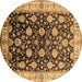 Round Oriental Brown Traditional Rug, urb2949brn